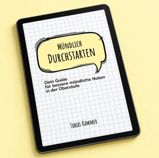 Der Guide „Mündlich durchstarten“ von Tobias Kammer auf einem Tablet